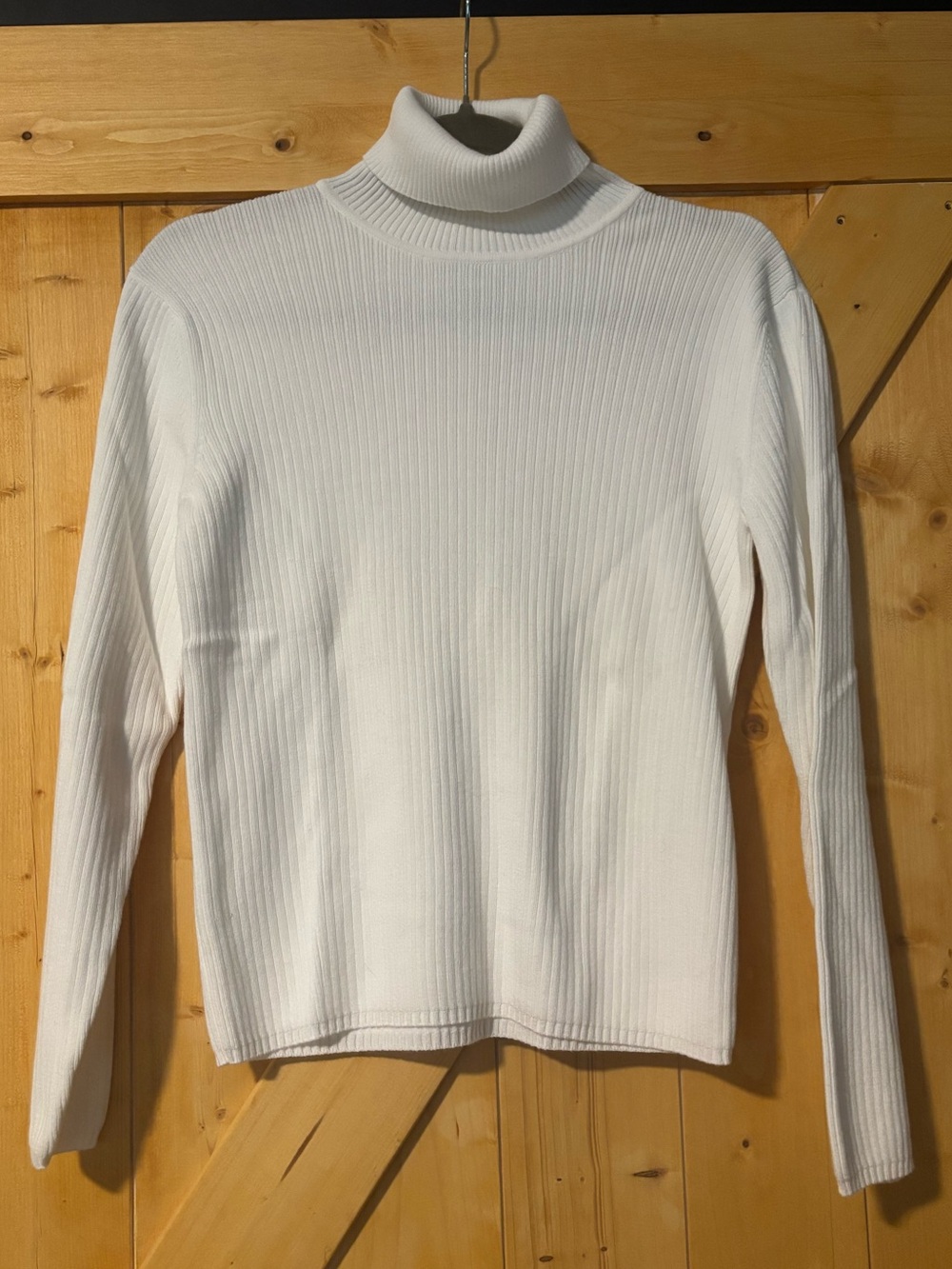 Talbots Petites White Ribbed Turtleneck Sweater Cotton Size S